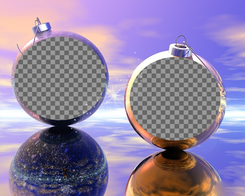 Funny Christmas photo effect where you can put two pictures on Christmas balls. Ideal to send as a..