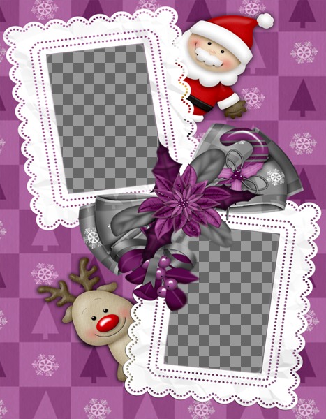 Frame for two photos, which we see Santa Claus and his reindeer Rudolf favorite. To send by..