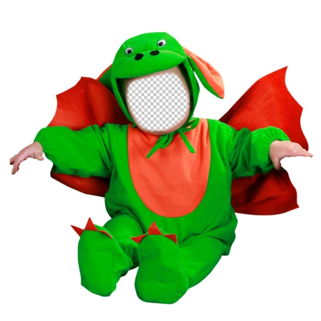 Photomontage to edit a green dragon costume with your photo ..