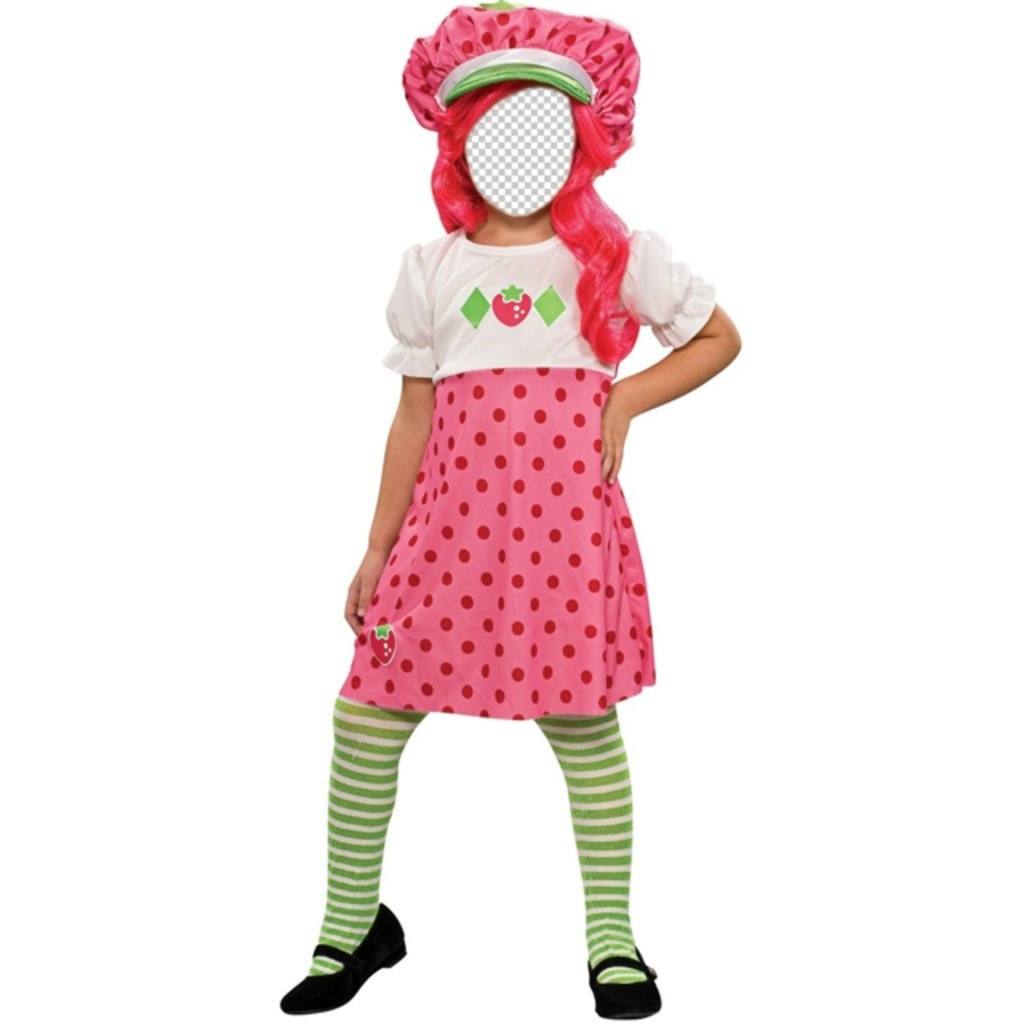 Now you can be the doll * Strawberry Shortcake * with her dress and pink hair ..