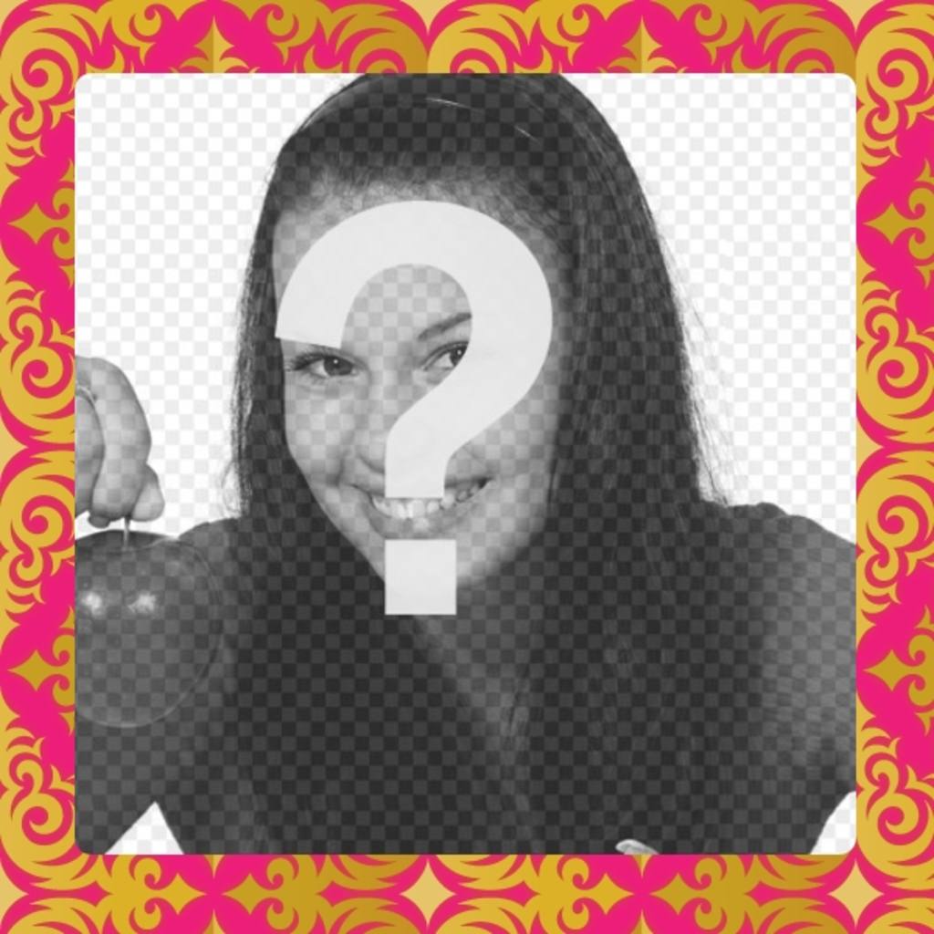 Photo frame square motif in pink and gold wallpaper mosaic type painted retro..