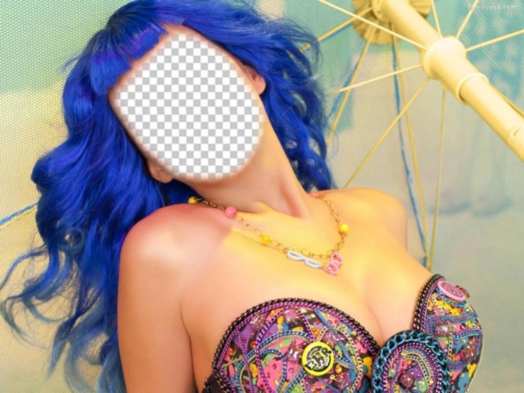 Photomontage of Katy Perry with blue hair to put your face ..