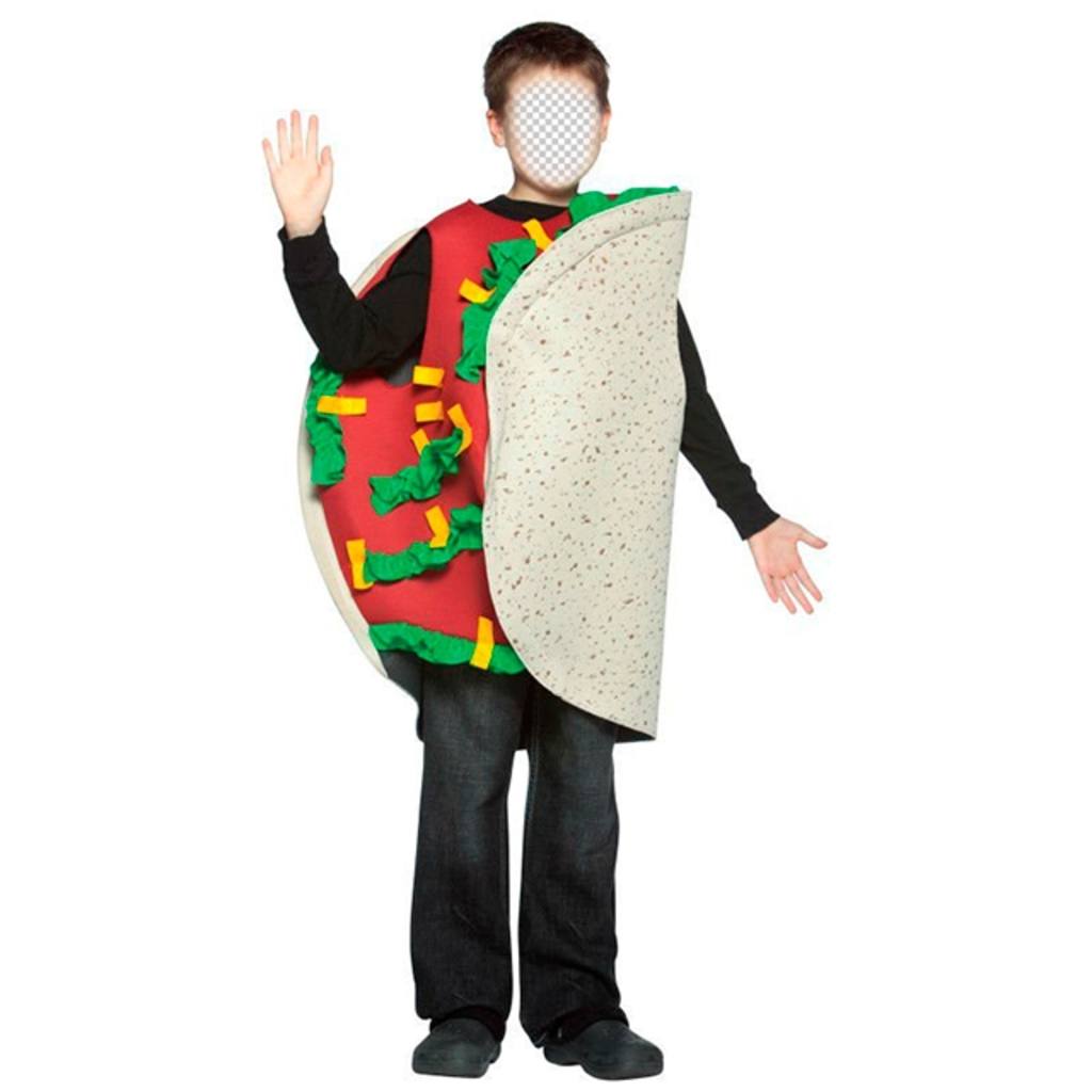 Photomontage of a child dressed as a taco to add your face ..