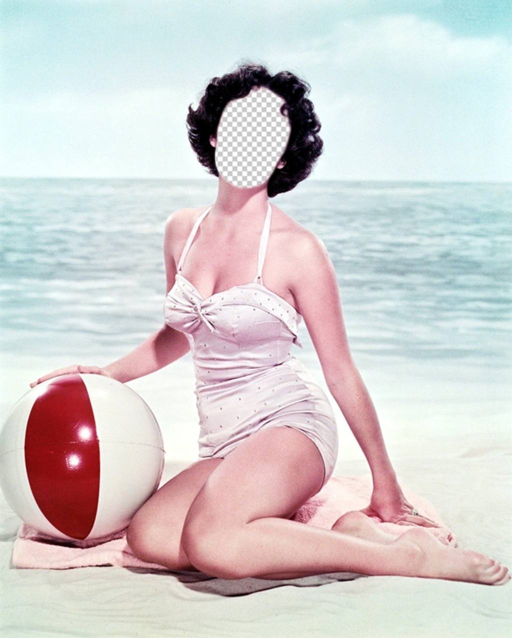 Photomontage to put your face in a vintage girl in swimsuit ..