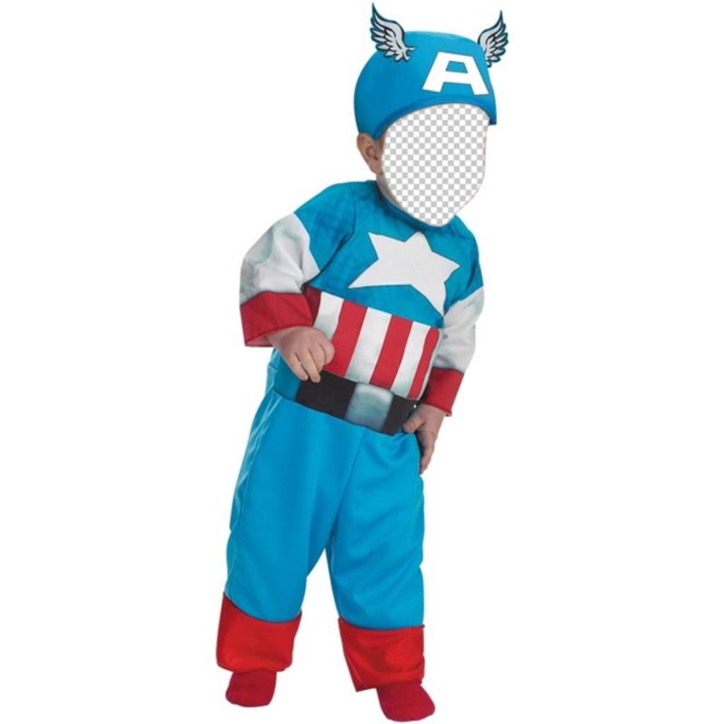Children photomontage of a child dressed as Captain America ..