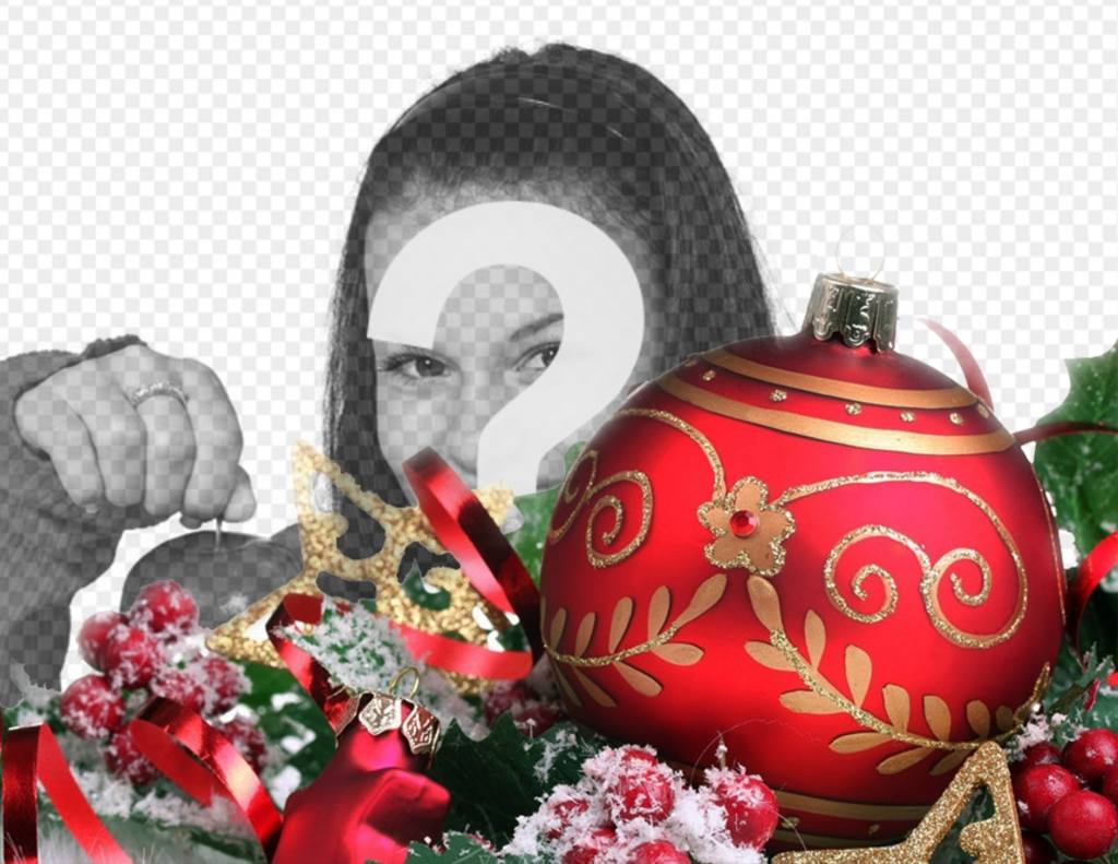 Decorate your pictures online with a huge red ball of Christmas ..
