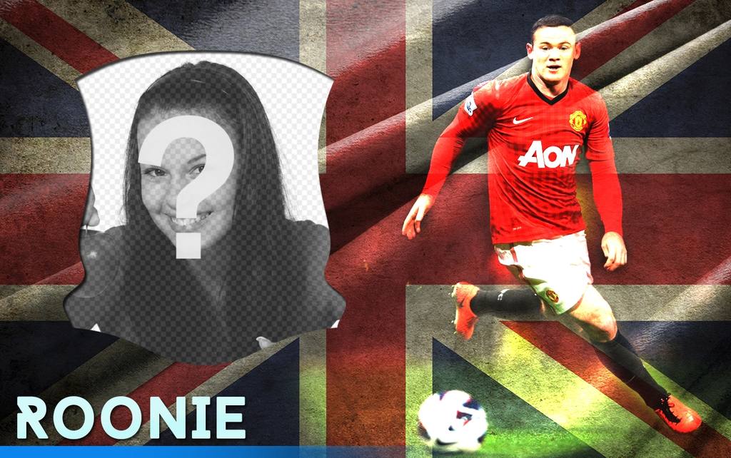 Montage with Wayne Rooney, striker of the English team. ..