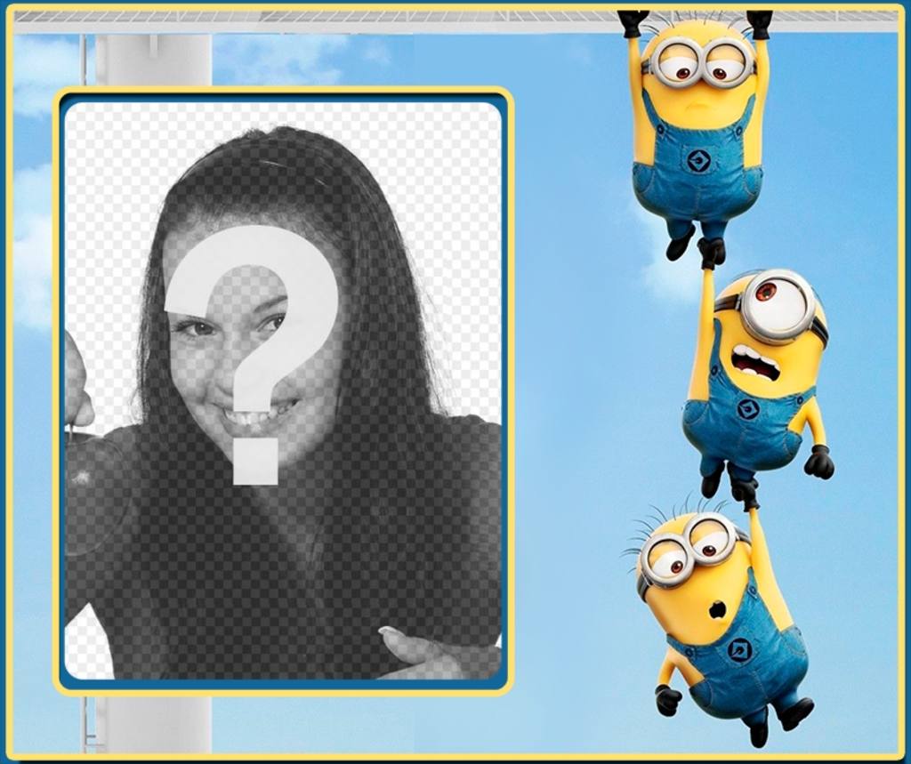 Photo frame of three minions. ..