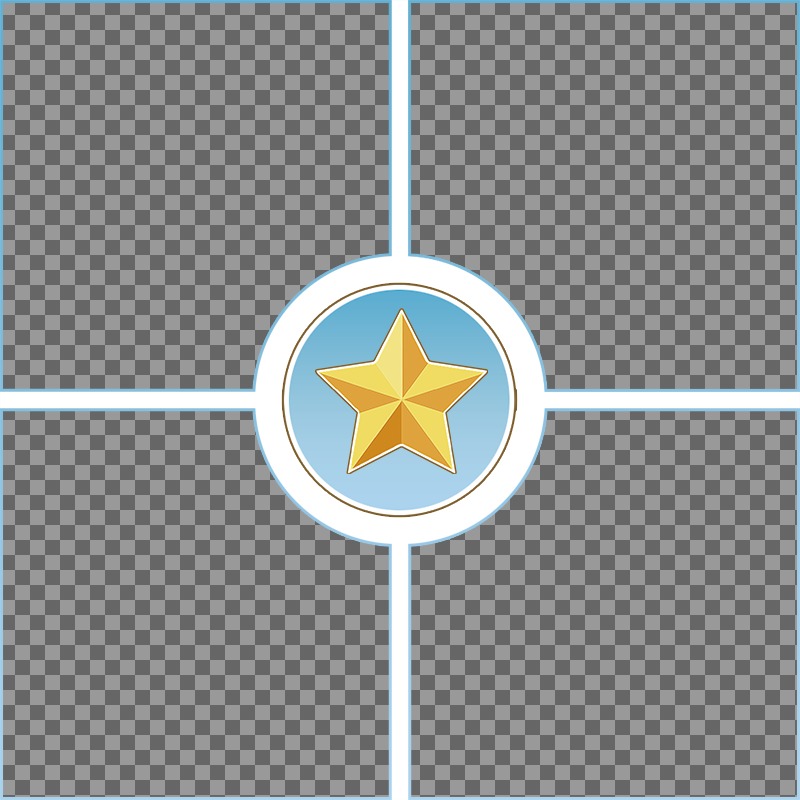 Create a collage of four photos with a star. ..