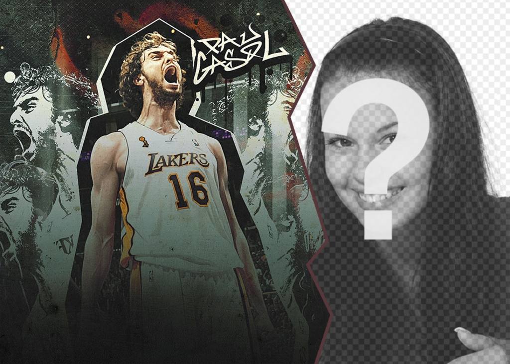 Photomontage with basketball player Pau Gasol. ..