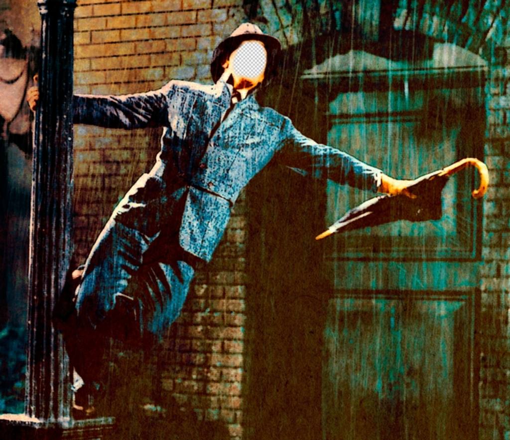 Photomontage with the famous scene from Singin in the rain to edit ..