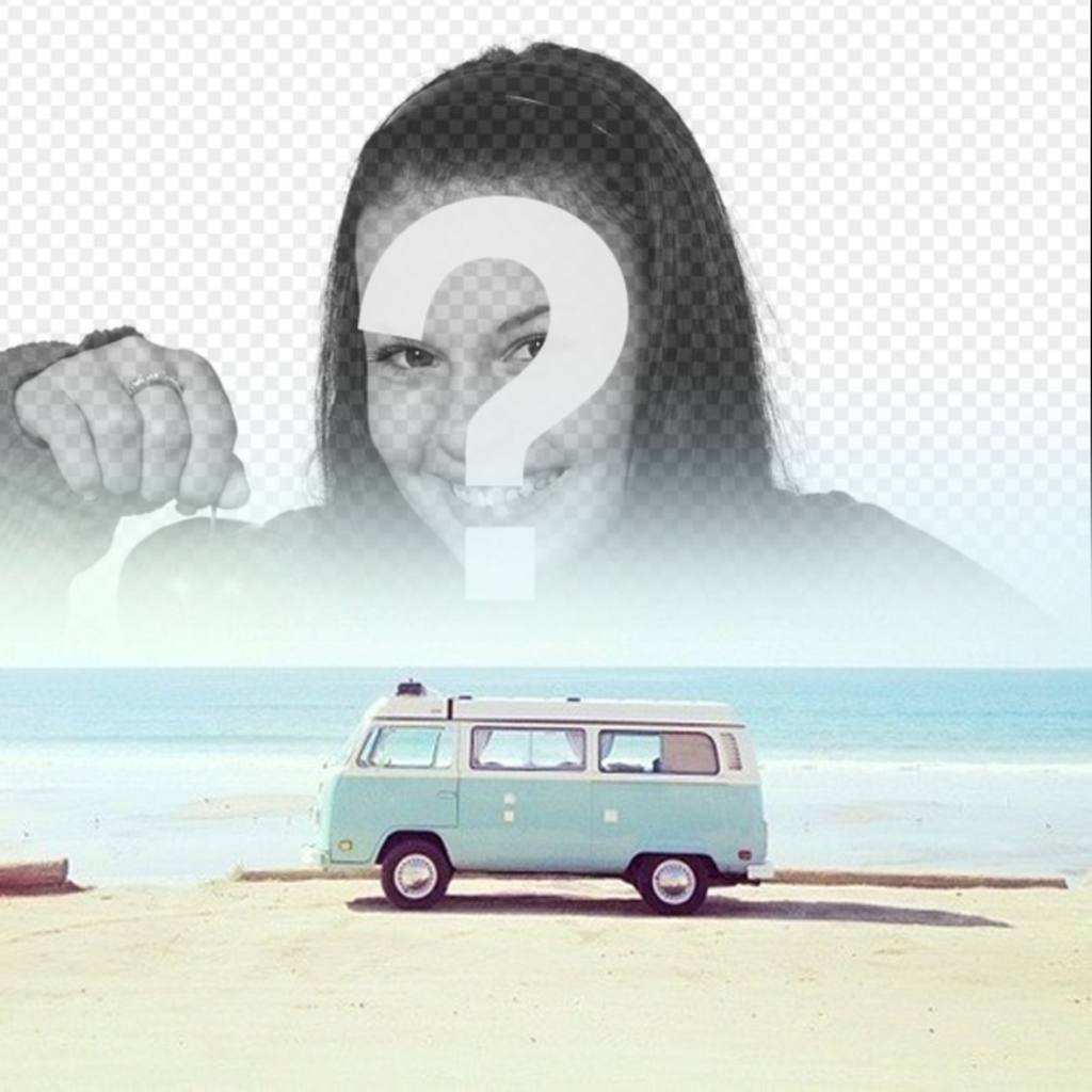Hipster photomontage with a van ..