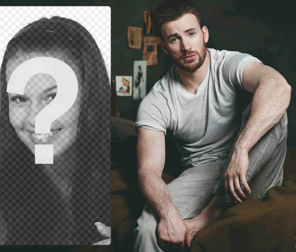 Put your picture next to Chris Evans sitting. ..