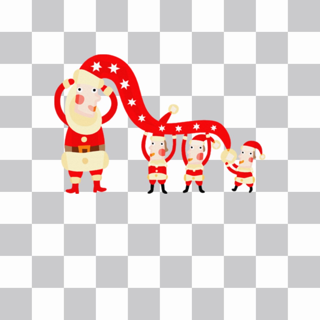 Sticker with some elves dressed as Santa Claus ..