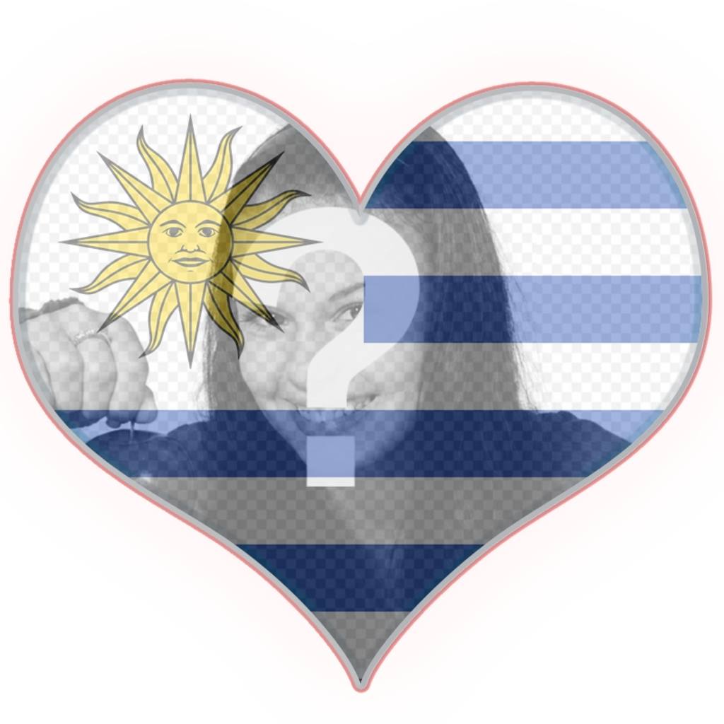 Photomontage with the flag of Uruguay on a heart ..