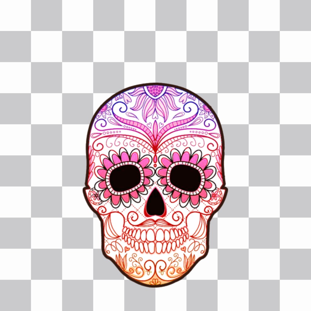 Sticker of a colorful skull for your images ..