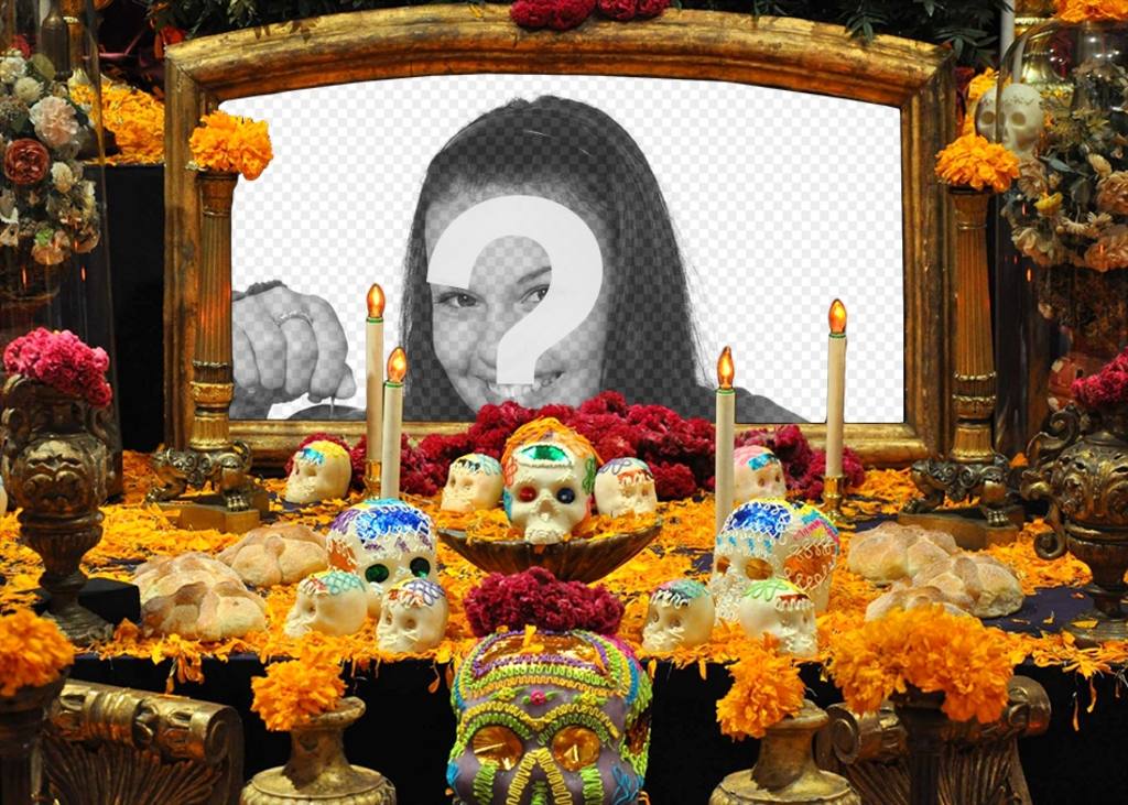 Collage with an altar of the dead ..