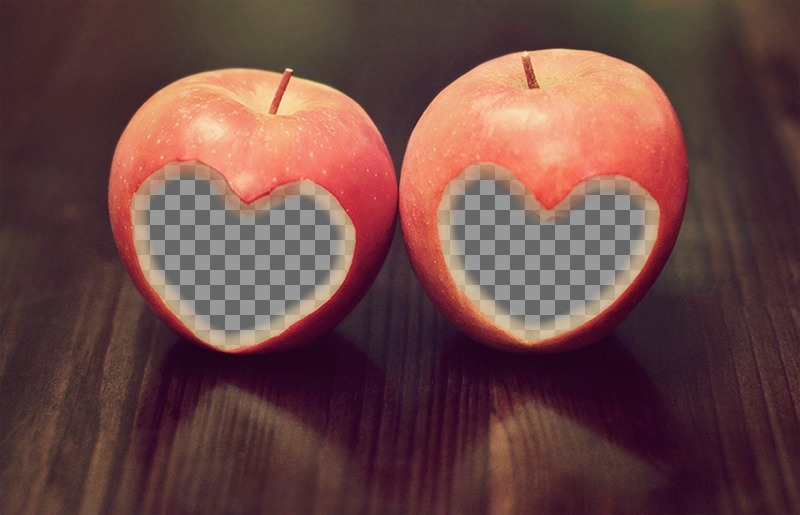 Love photomontage for two photos with apples ..