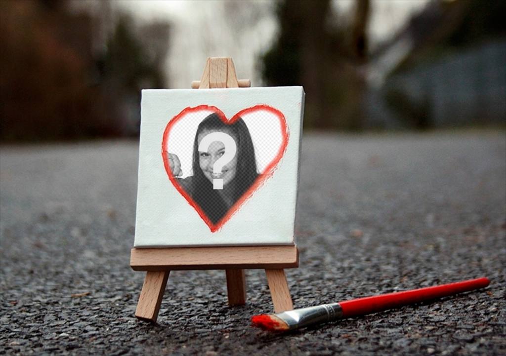 Add your photo heart shape on a canvas with this photomontage ..