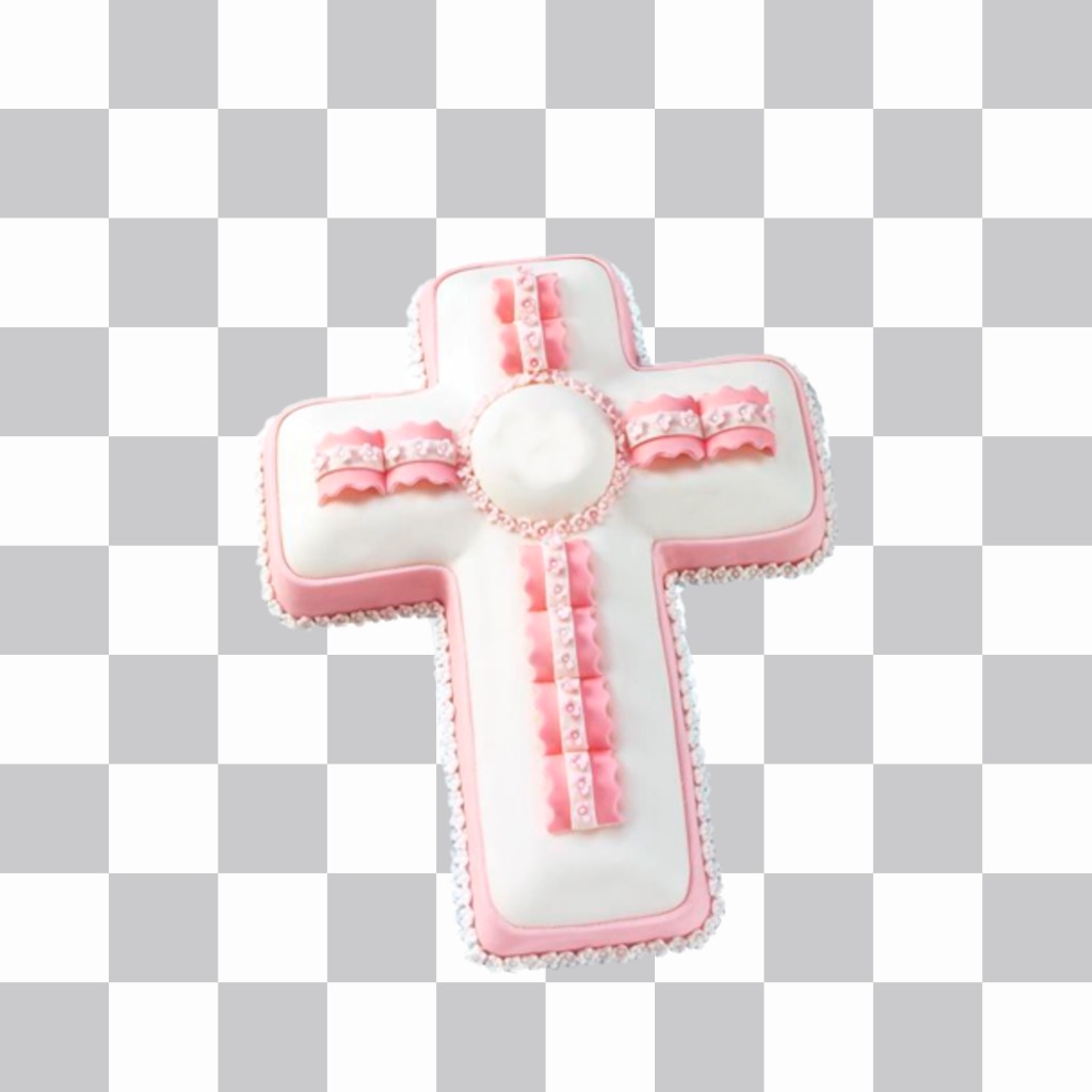 Sticker of a cross of pink and white color for your photos ..