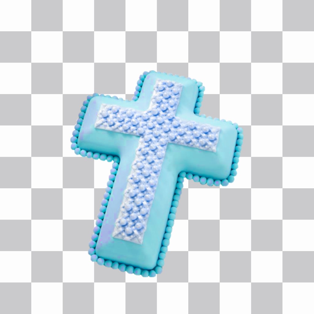 Christian sticker of a blue cross for your photo ..