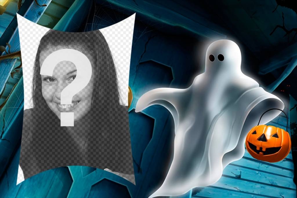 Picture frame of Halloween with a ghost ..