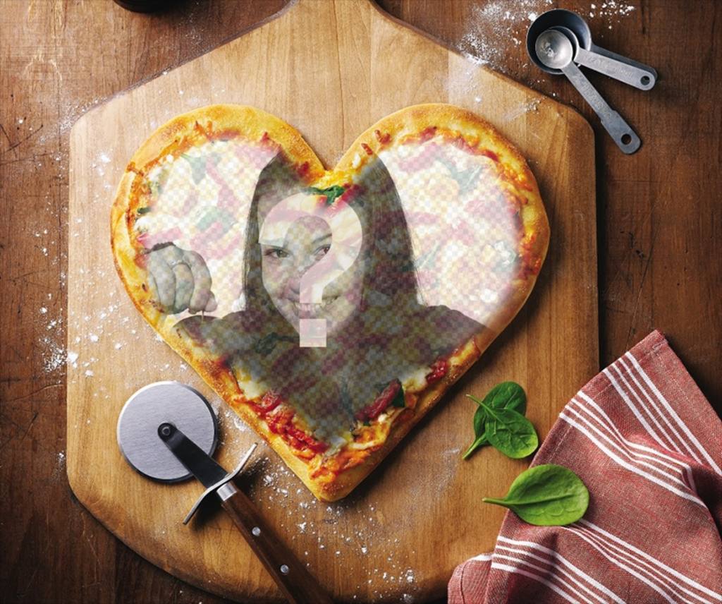 Effect online to put the image queiras heart-shaped pizza ..