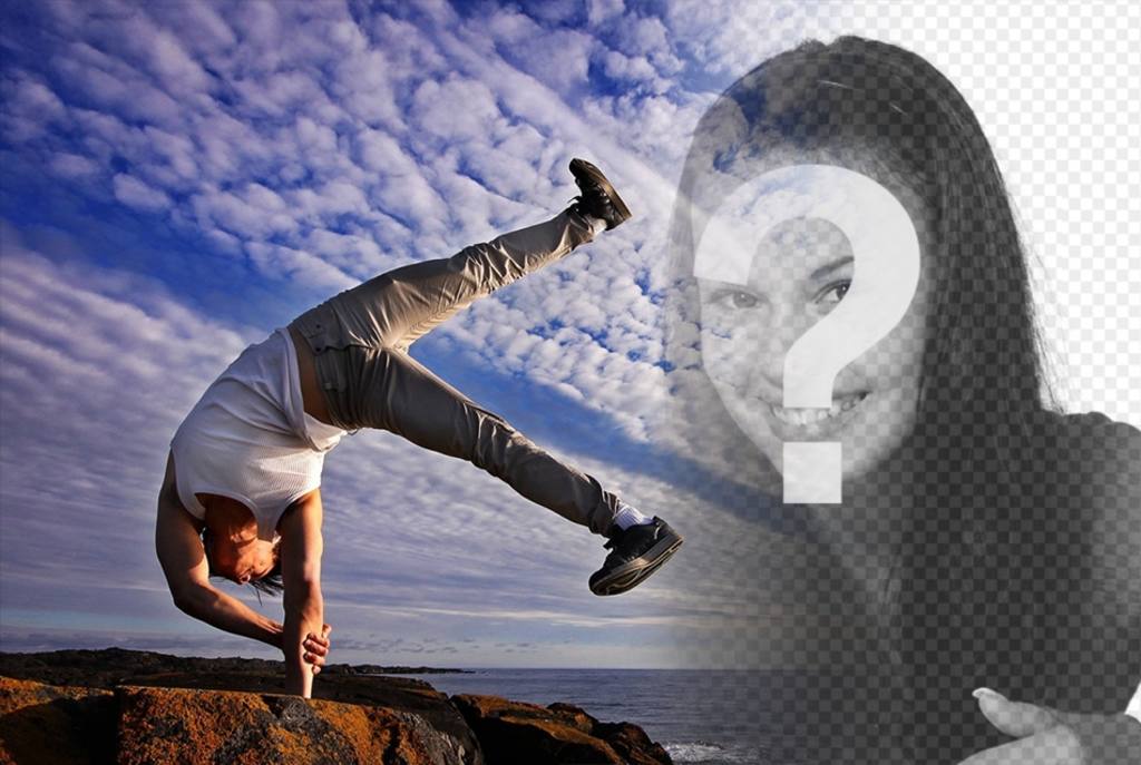 Photomontage of balance between body and mind with your photo. ..