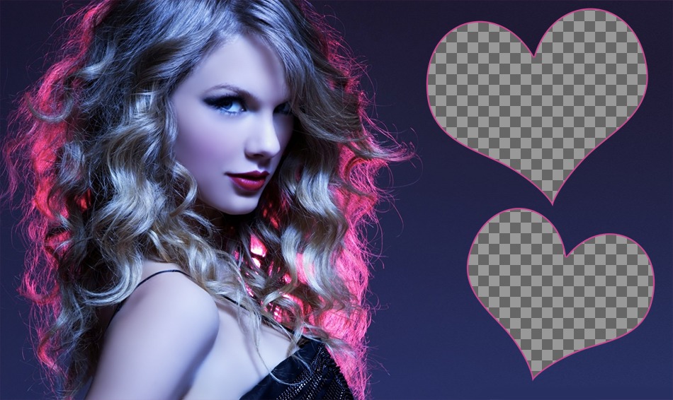Collage for two photos with a picture of Taylor Swift ..