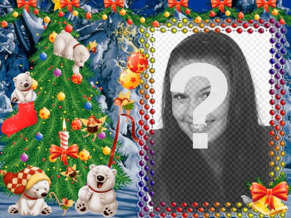 Put your photo on this Christmas frame with panda bears. ..