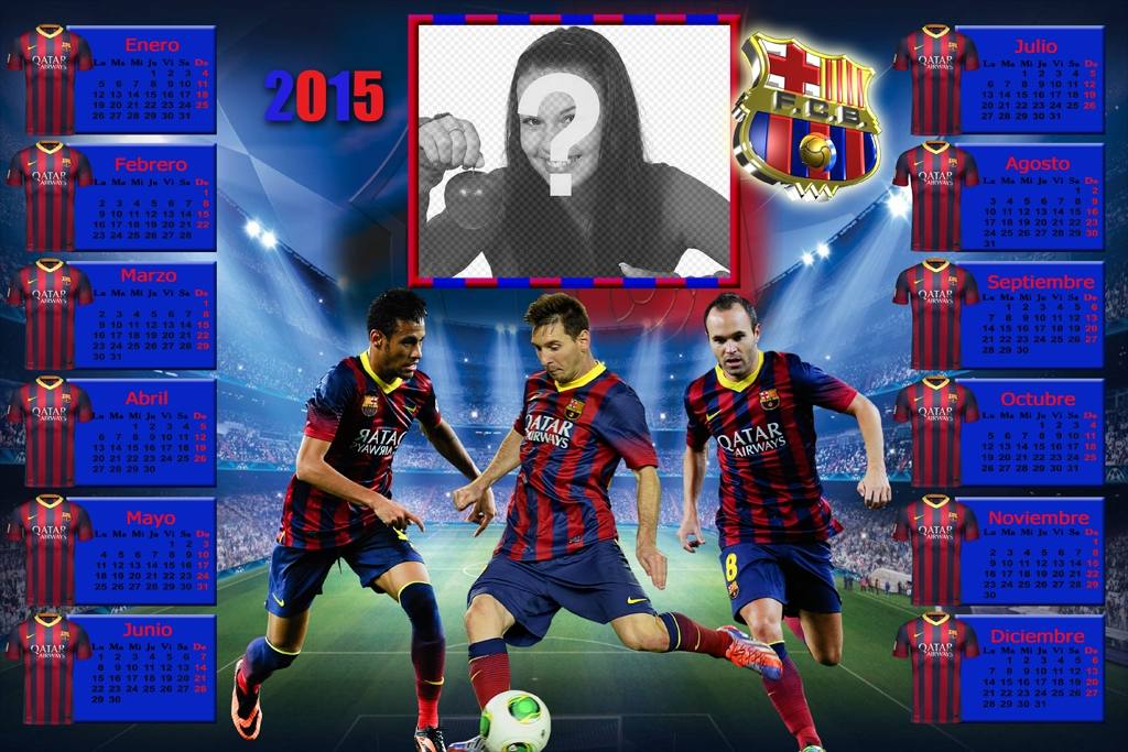 Calendar of FC Barcelona 2015 to personalize with your photo. ..