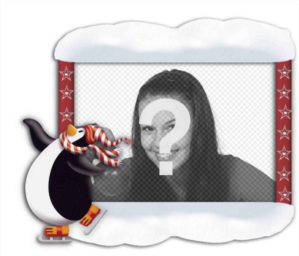 Photo frame with penguin skating ..
