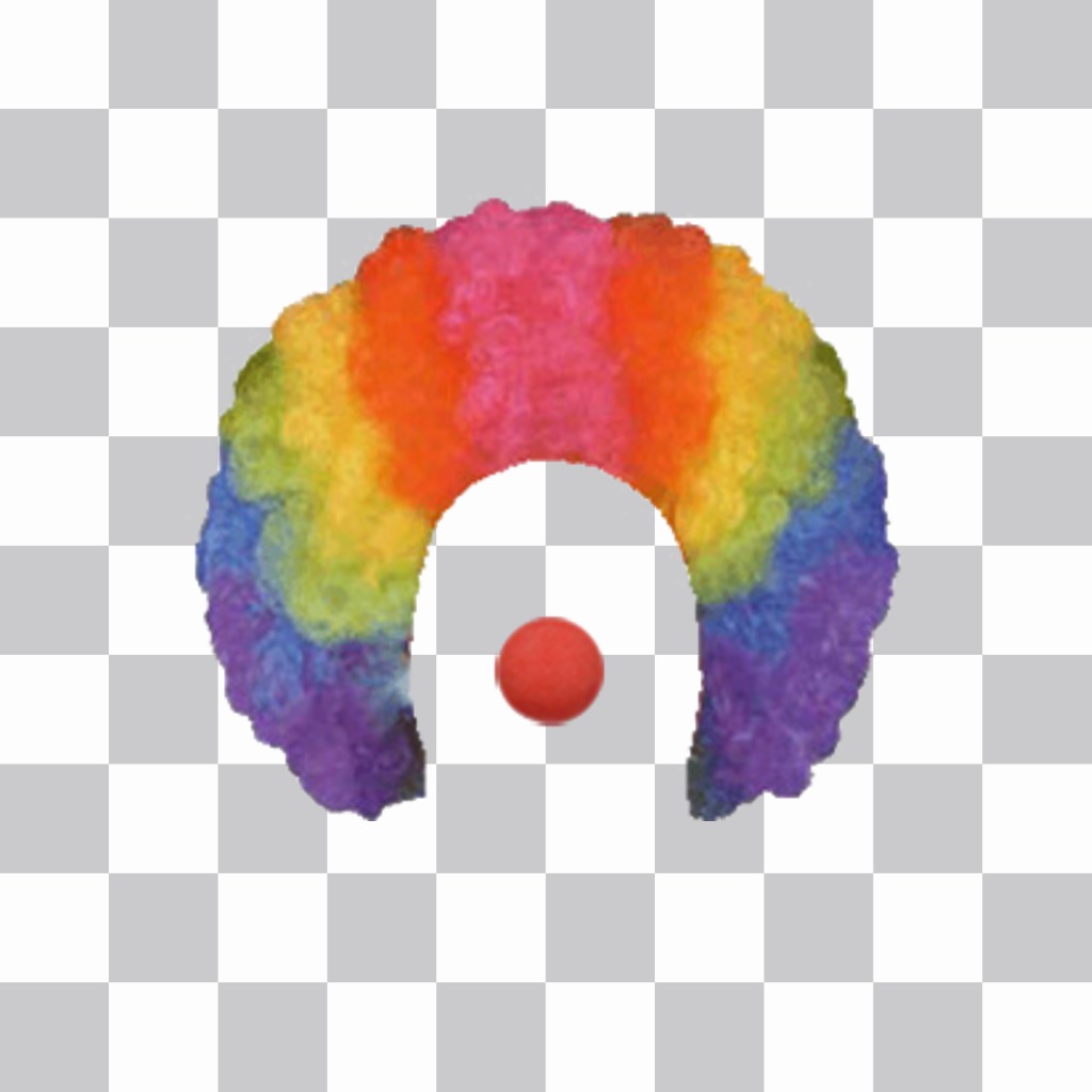 Sticker of a clown wig and nose for your photos. ..