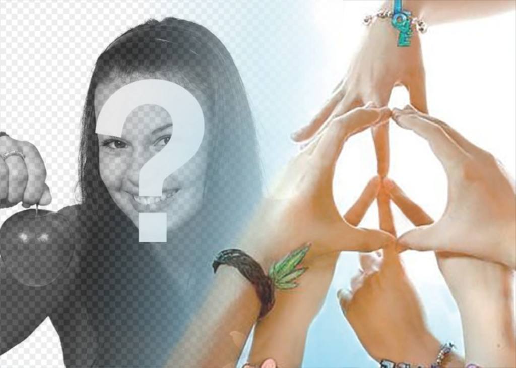 Photo effect with hands making the Peace symbol ..