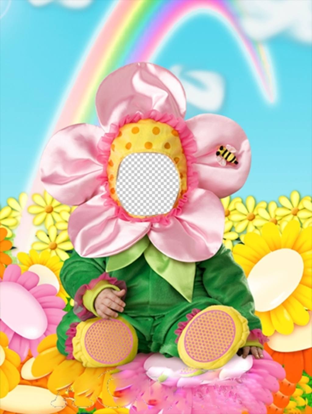 Photomontage to put your face in a costume with a flower ..