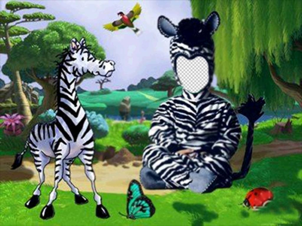 Put a costume zebra to your kids with this photomontage online ..