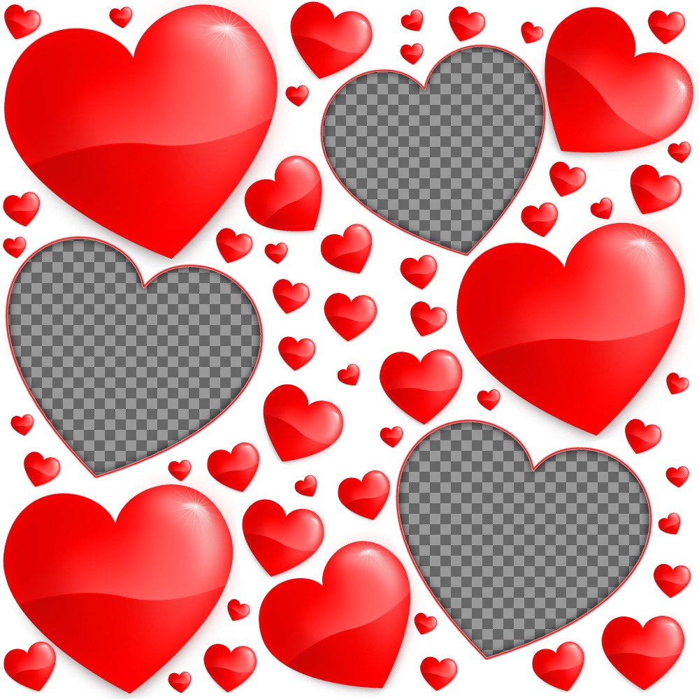 Decorate three photos with many hearts with this effect ..