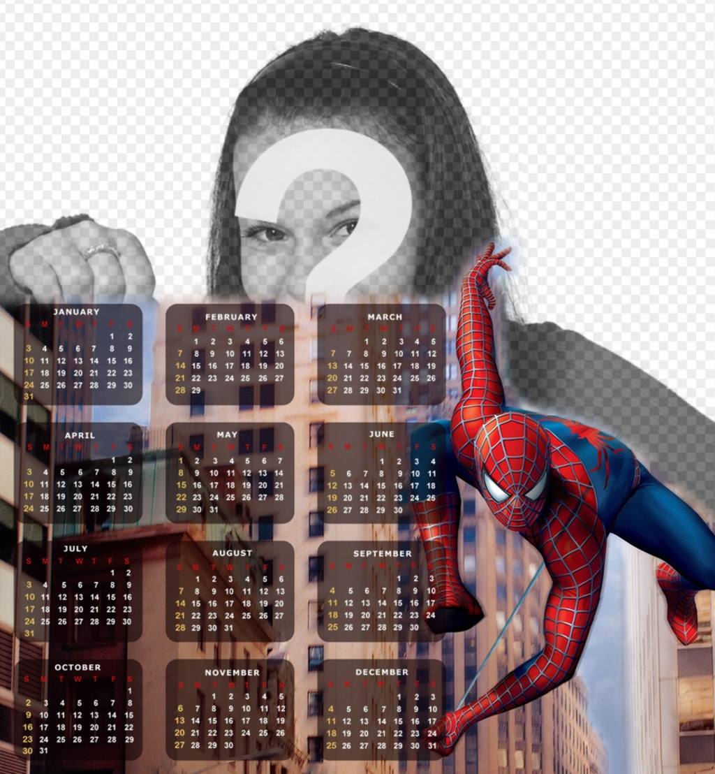 Spiderman in your Calendar 2016 in English to edit ..