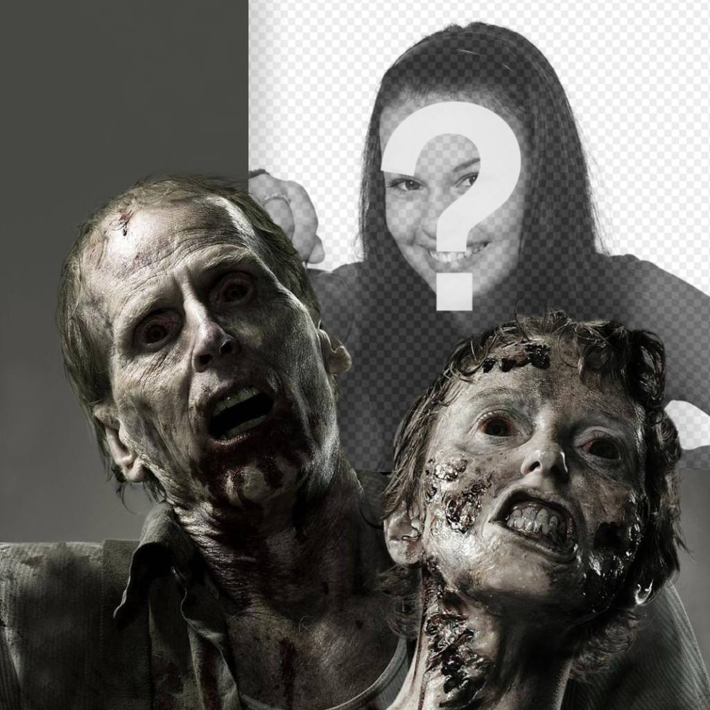 Photomontage of terror with zombies and your photo ..