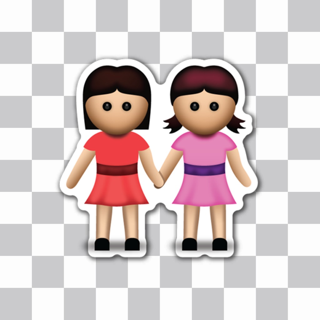 Online emoji for your photos of two girls holding their hands ..