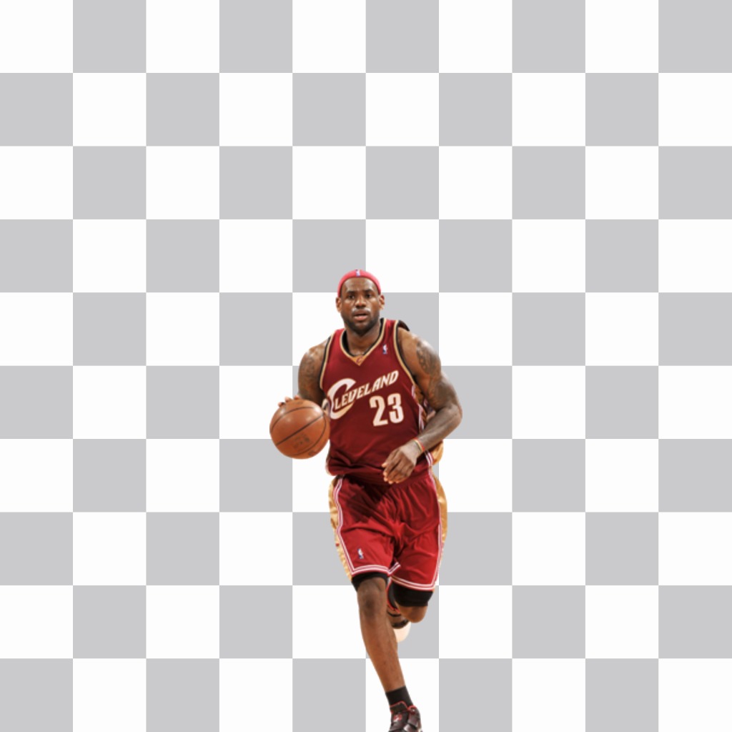 Sticker to put on your photos Lebron James playing basketball 