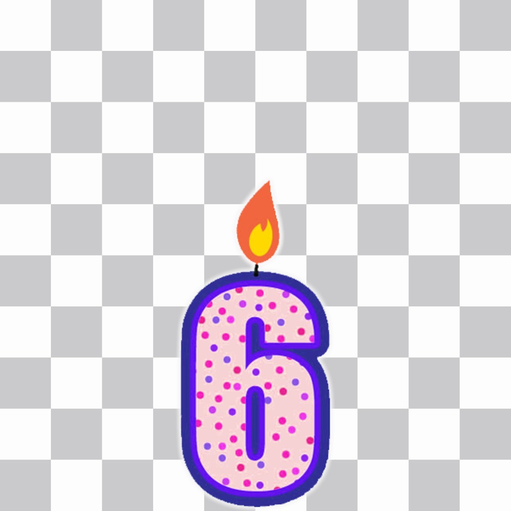 Decorative candle with number 6 to paste in your photo and celebrate ..
