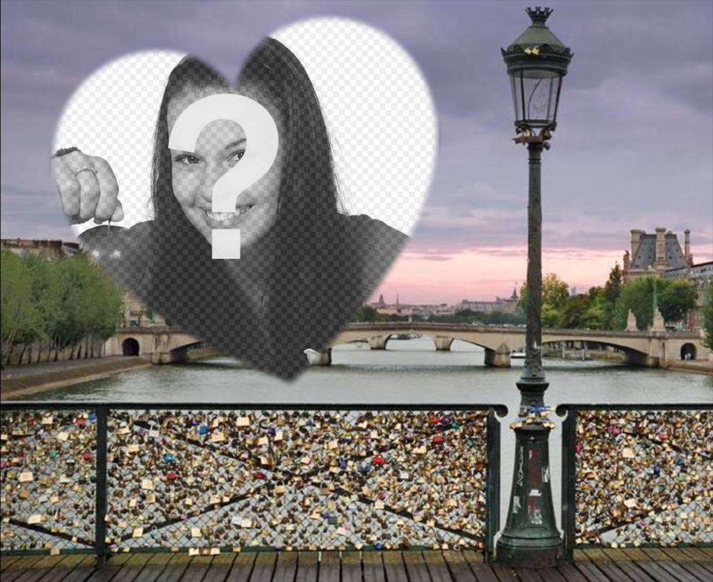 Photo effect with the bridge of padlocks of love in Paris to add your photo ..