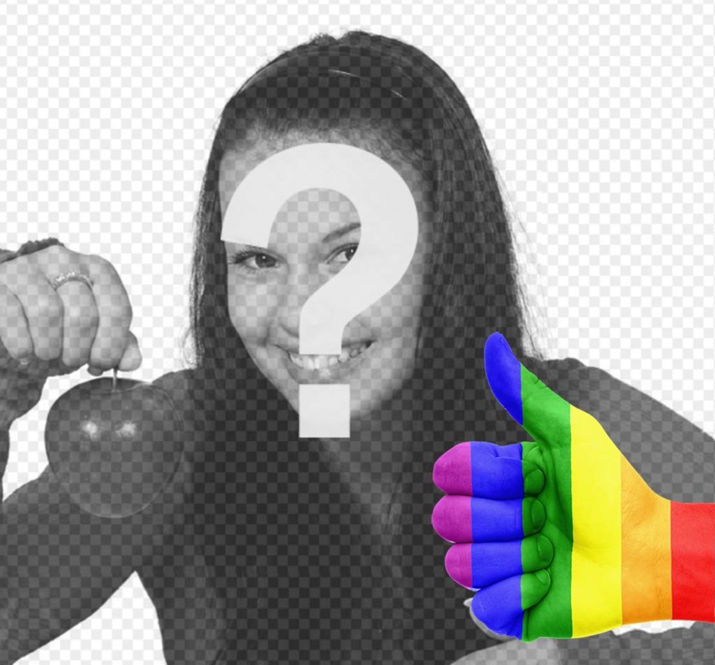 Hand with thumb up and the rainbow flag to add in your photos ..