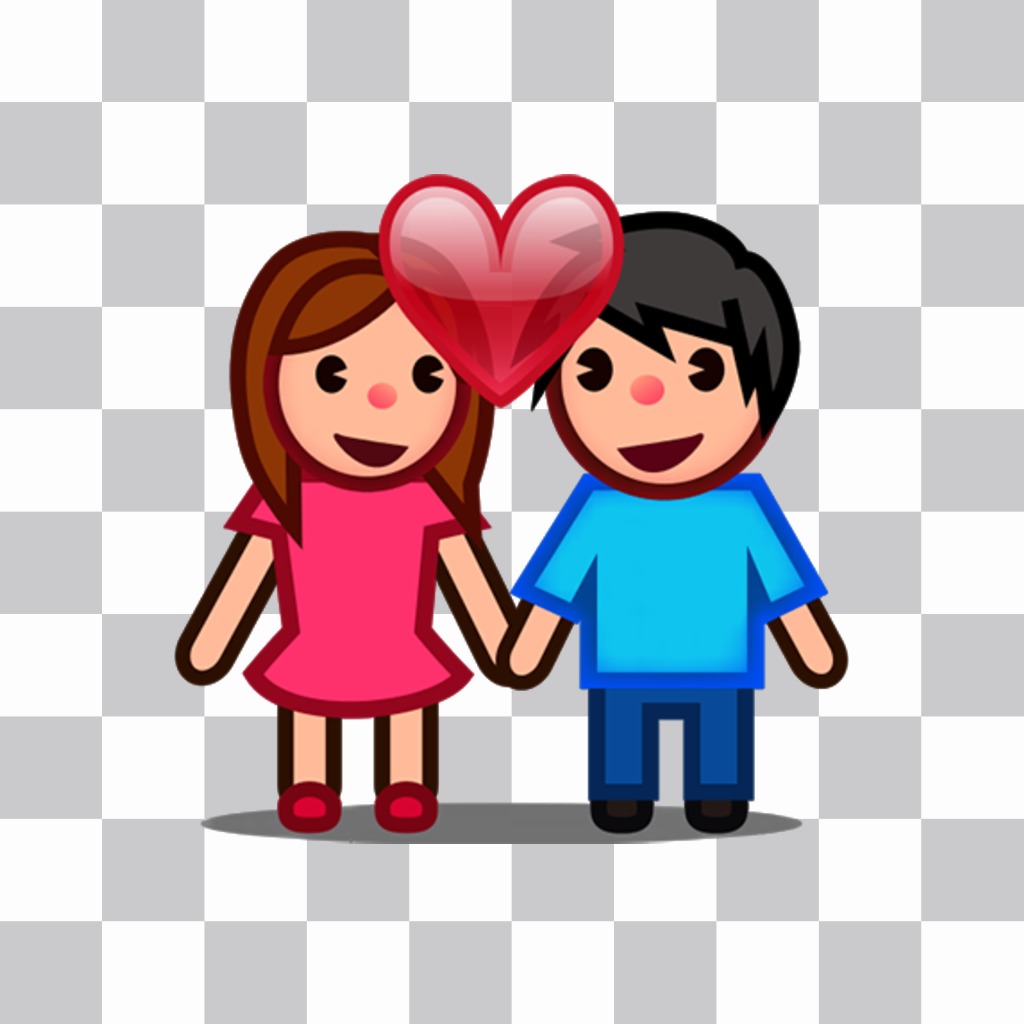 Emoji couple and a heart that you can add in your photos