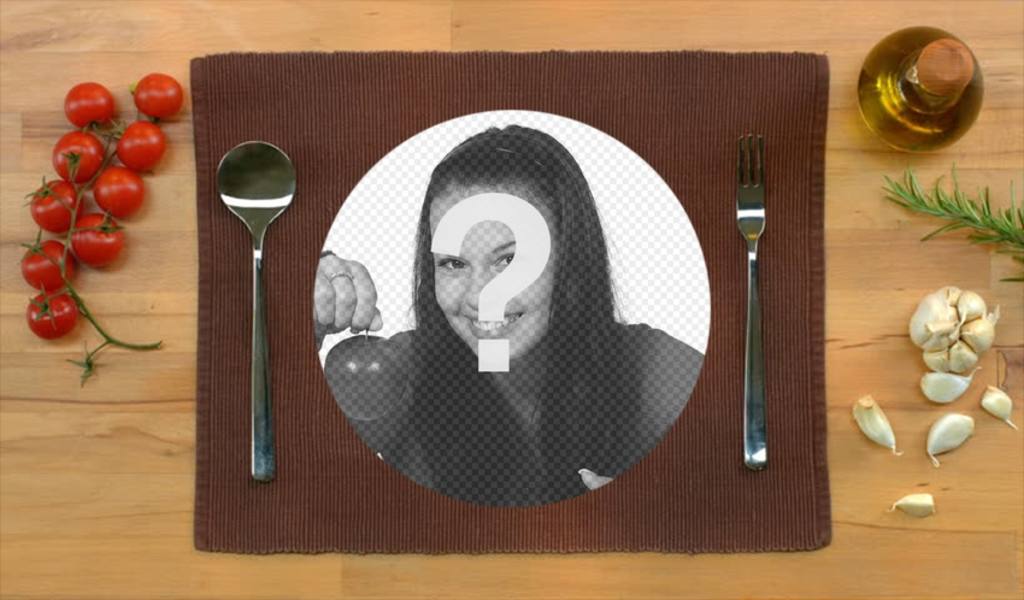 Put your picture in a plate of food served at the table with this mounting ..