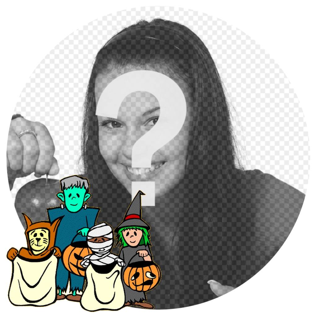 Frame for children with characters with halloween costumes ..