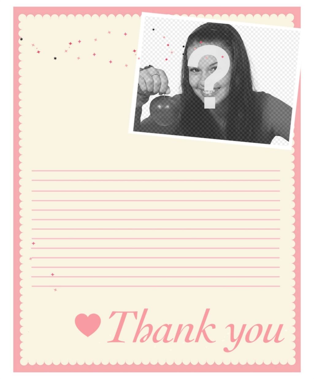Online thank you letter you can customize with a photo ..
